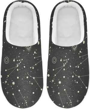 Unisex Memory Foam House Slippers Non-Skid Soft Warm Sole Coral Fleece Slip-on Closed Toe Hand Free Shoes for Bedroom Travel 6-17