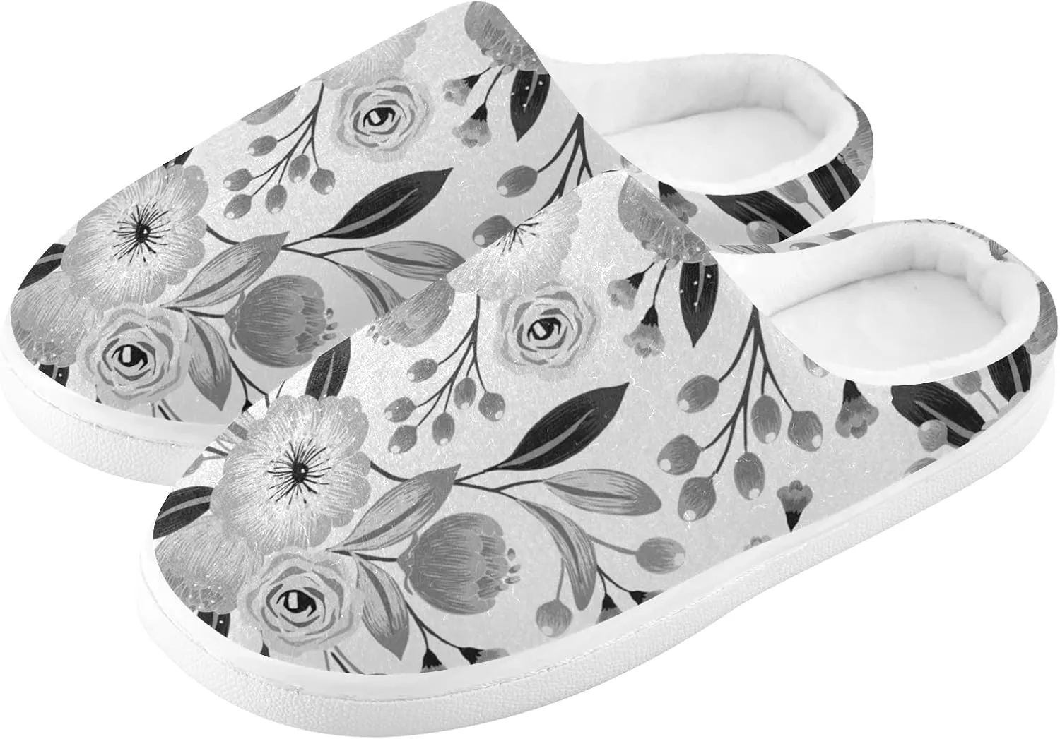 Unisex Memory Foam House Slippers Non-Skid Soft Warm Sole Coral Fleece Slip-on Closed Toe Hand Free Shoes for Bedroom Travel 6-17