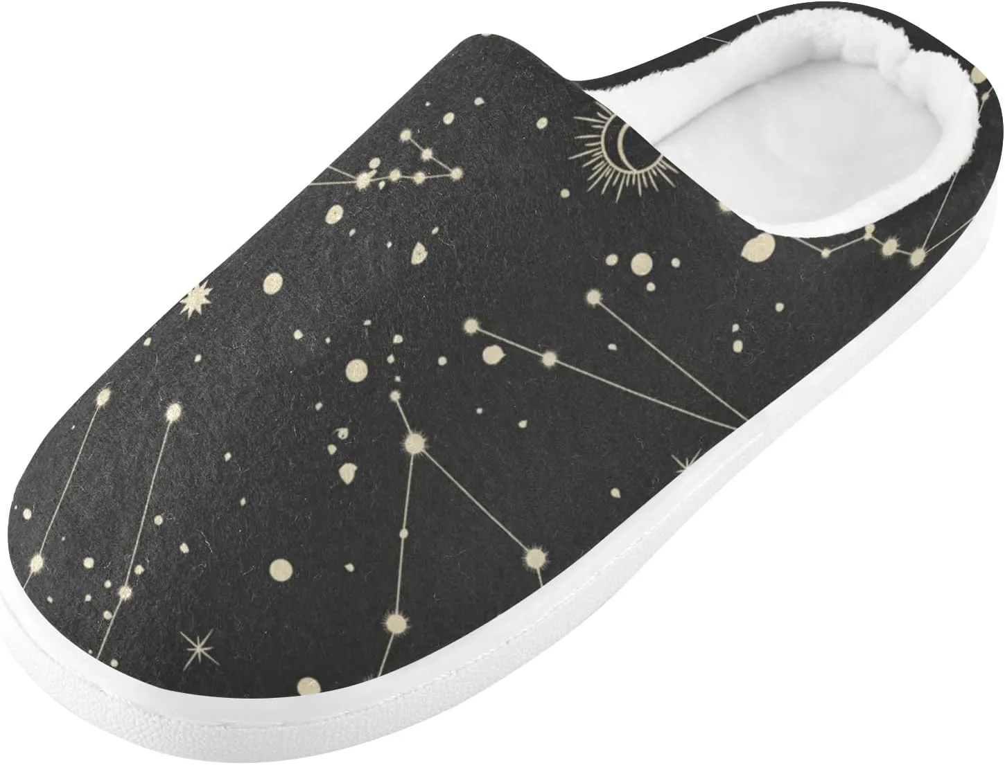 Unisex Memory Foam House Slippers Non-Skid Soft Warm Sole Coral Fleece Slip-on Closed Toe Hand Free Shoes for Bedroom Travel 6-17