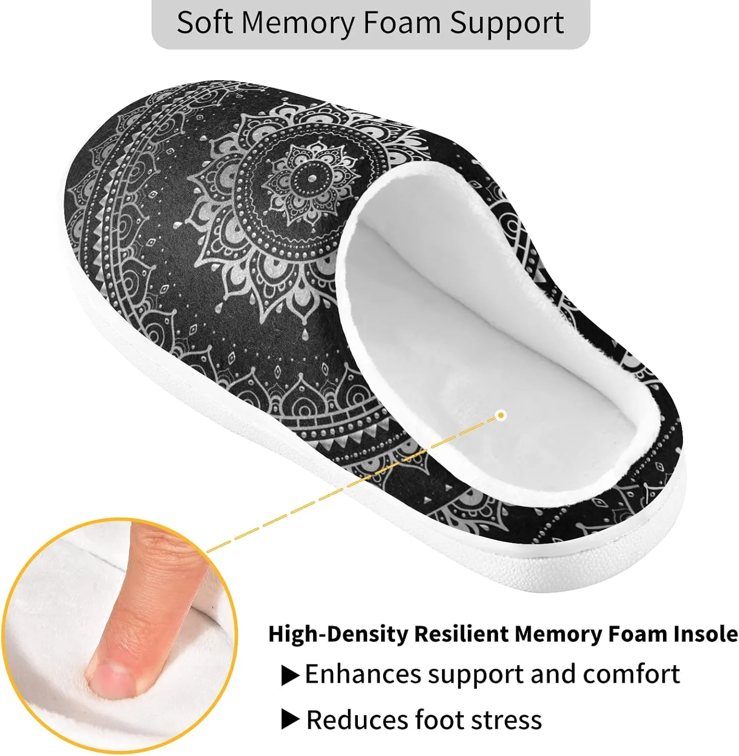 Unisex Memory Foam House Slippers Non-Skid Soft Warm Sole Coral Fleece Slip-on Closed Toe Hand Free Shoes for Bedroom Travel 6-17