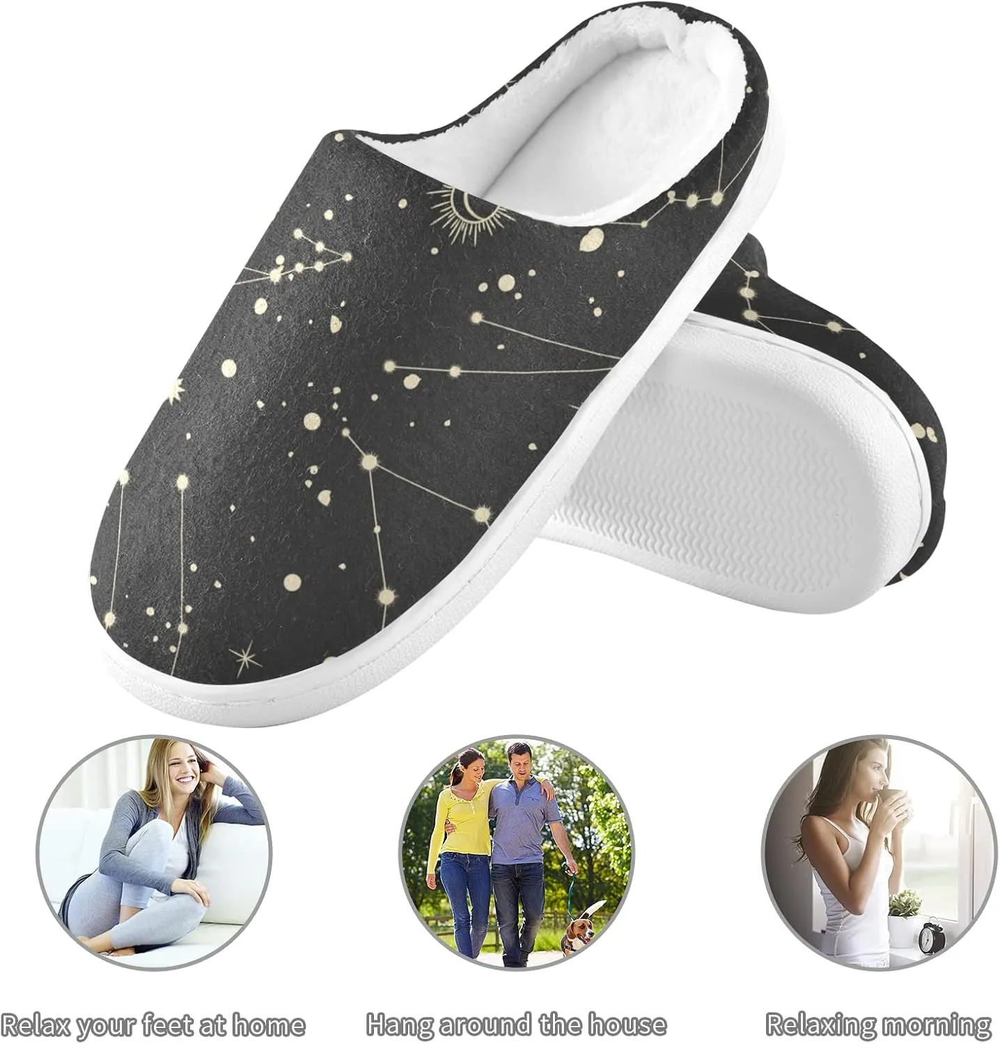 Unisex Memory Foam House Slippers Non-Skid Soft Warm Sole Coral Fleece Slip-on Closed Toe Hand Free Shoes for Bedroom Travel 6-17