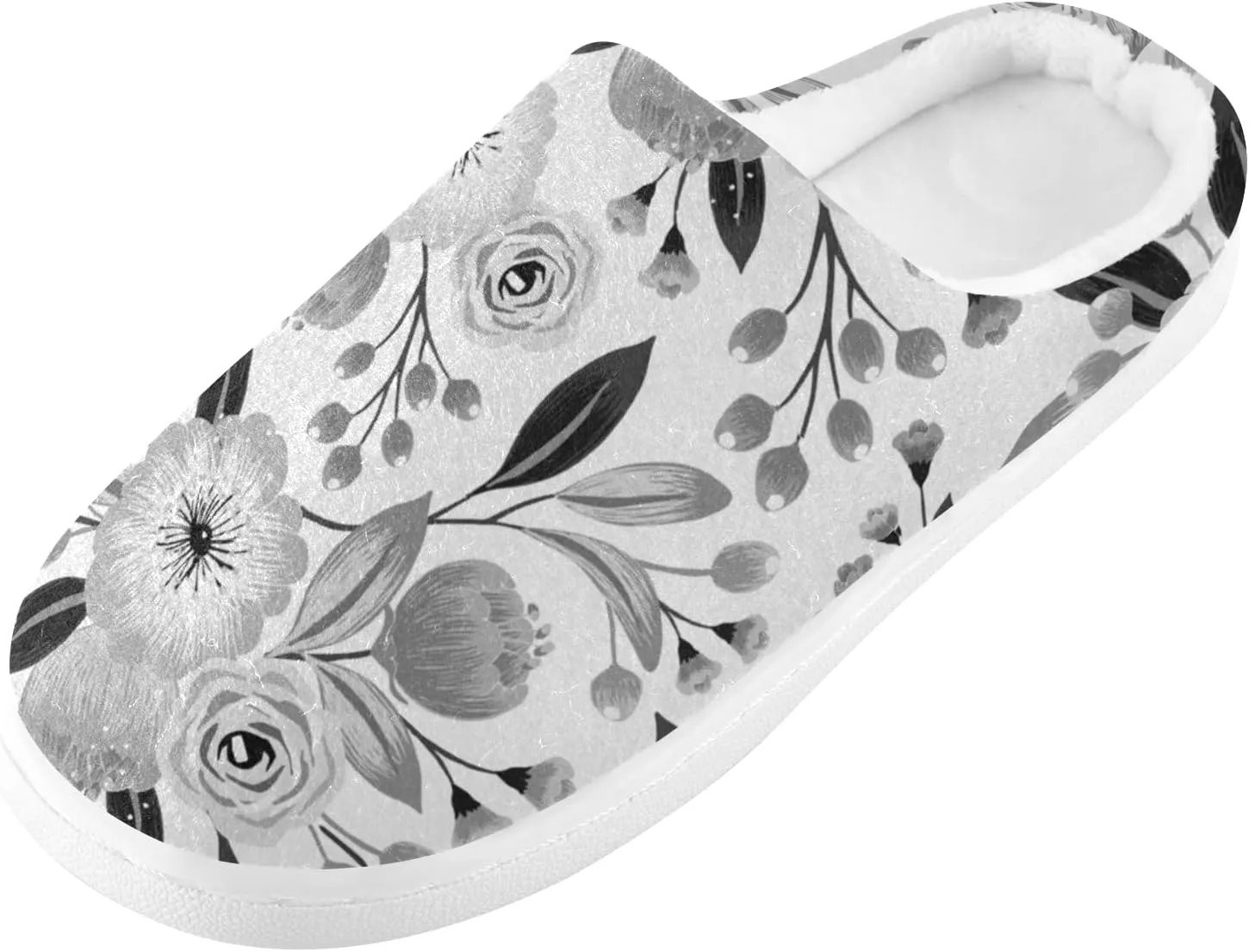 Unisex Memory Foam House Slippers Non-Skid Soft Warm Sole Coral Fleece Slip-on Closed Toe Hand Free Shoes for Bedroom Travel 6-17