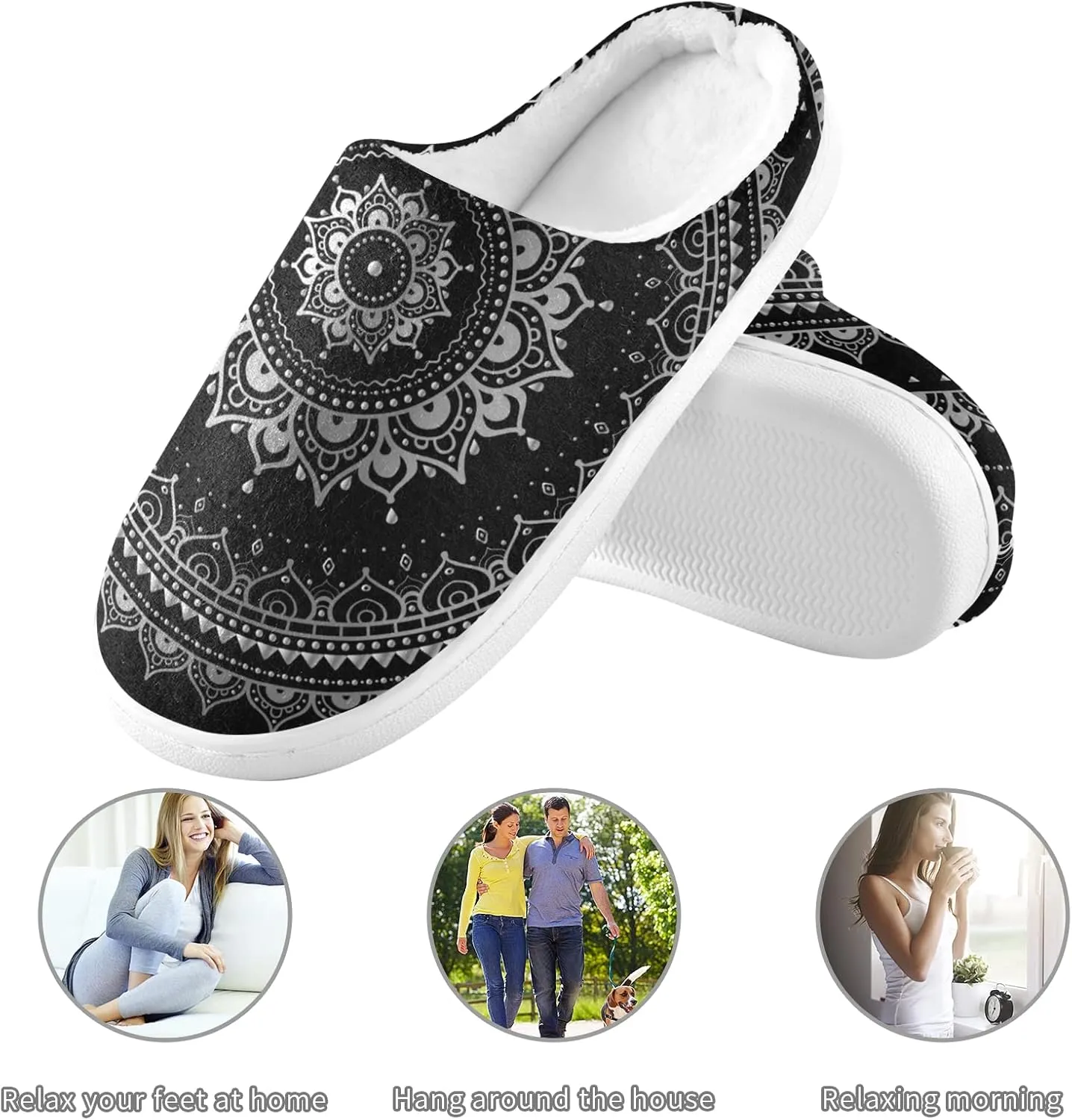 Unisex Memory Foam House Slippers Non-Skid Soft Warm Sole Coral Fleece Slip-on Closed Toe Hand Free Shoes for Bedroom Travel 6-17