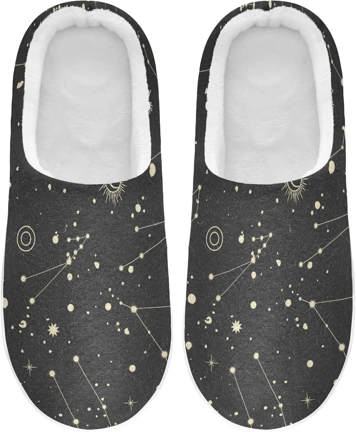 Unisex Memory Foam House Slippers Non-Skid Soft Warm Sole Coral Fleece Slip-on Closed Toe Hand Free Shoes for Bedroom Travel 6-17