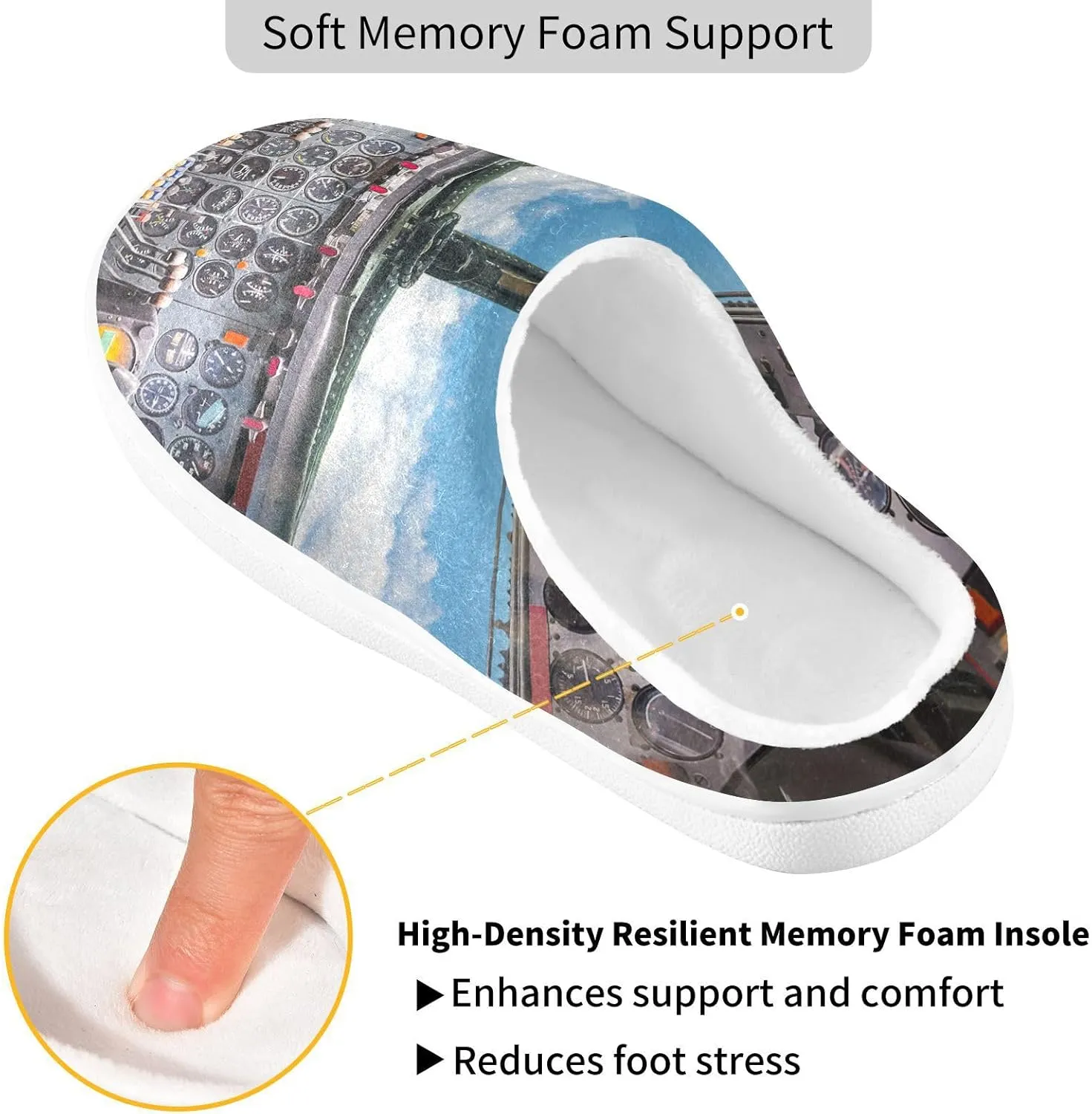 Unisex Memory Foam Slippers Non-Skid Slip-on Soft Warm Sole Fleece Shoes 6-17