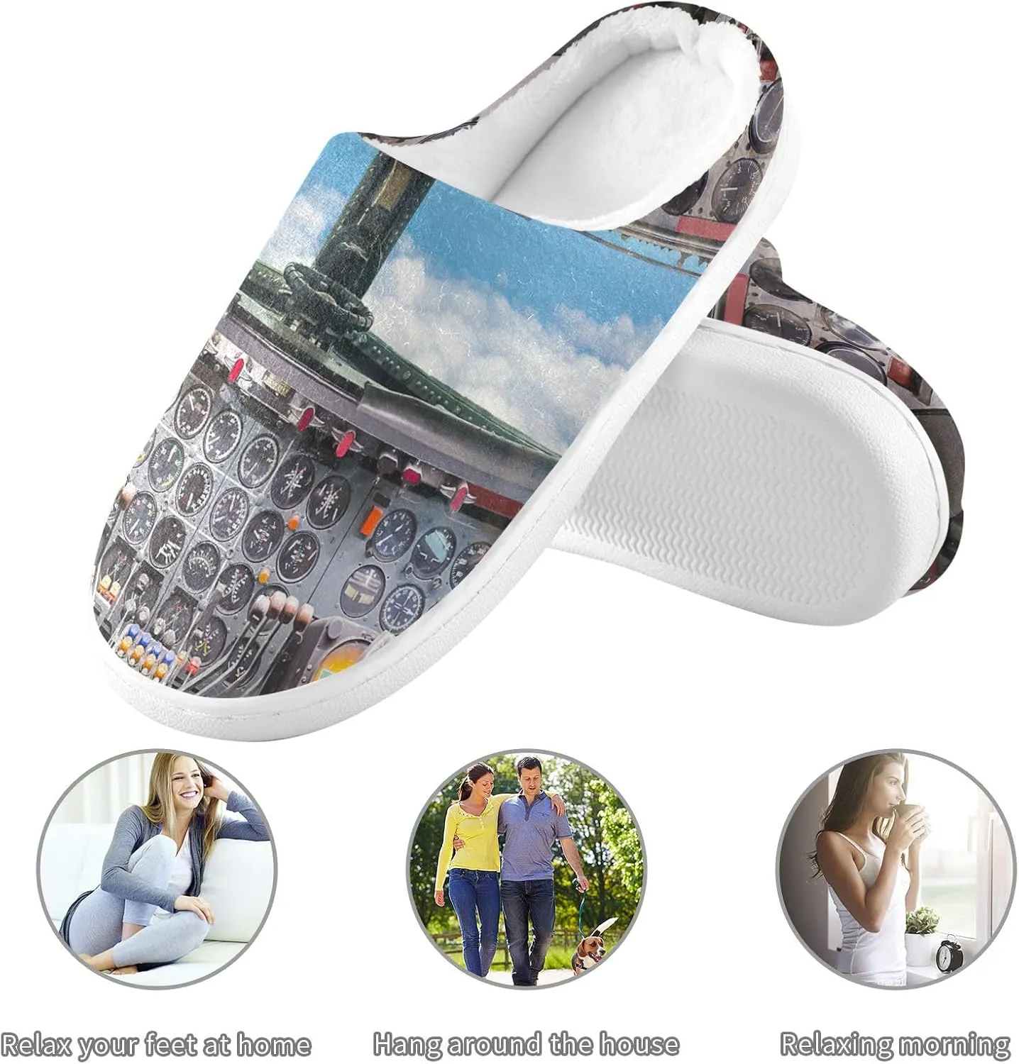 Unisex Memory Foam Slippers Non-Skid Slip-on Soft Warm Sole Fleece Shoes 6-17