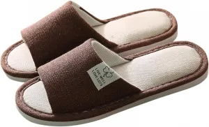 Unisex Winter Cotton Linen Slippers Open Toe Bedroom Slippers Soft Comfortable Casual Indoor Slip On Home Slippers