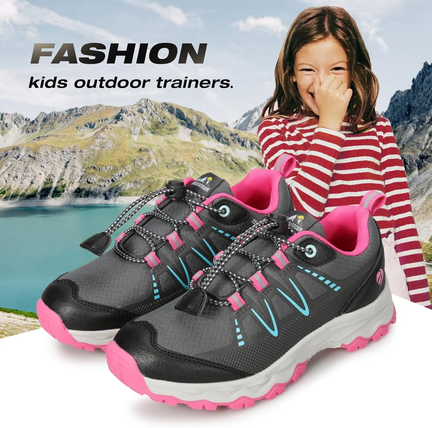 UOVO Boys Girls Hiking Shoes Kids Waterproof Running Trail Fashion Sneakers Breathable Lightweight Non-Slip Outdoor Walking Sports Shoe(Little/Big Kids)