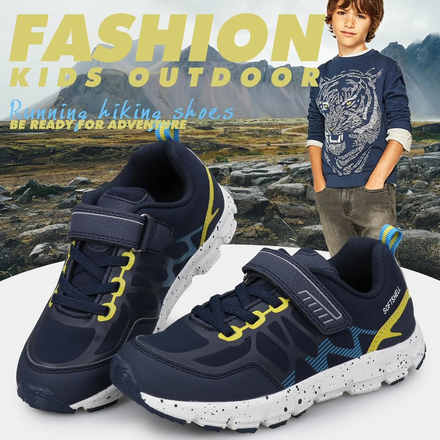 UOVO Boys Shoes Water Resistant Hiking Boots Kids Outdoor Walking Shoes Non Slip Ankle Athletic Sneaker Anti Collision Size 9.5 Toddler to 4.5 Big Kids