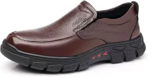 URLECHS Men's Leather Slip-On Loafers,Business Office Gentleman Dress Shoes Soft Lightweight Comfortable Driving Walking Shoes