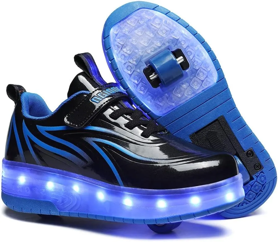 USB Rechargeable Roller Shoes Sneakers for Boys Girls Kids Gift LED Light Up Wheels Shoes Roller Skates