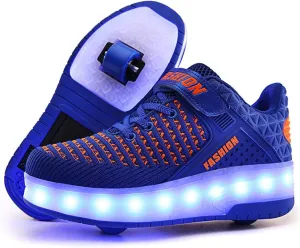 USB Rechargeable Roller Shoes Sneakers for Boys Girls Kids Gift LED Light Up Wheels Shoes Roller Skates