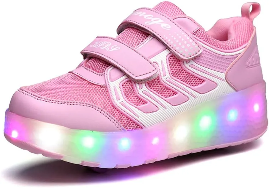USB Rechargeable Roller Shoes Sneakers for Boys Girls Kids Gift LED Light Up Wheels Shoes Roller Skates