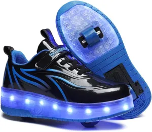 USB Rechargeable Roller Shoes Sneakers for Boys Girls Kids Gift LED Light Up Wheels Shoes Roller Skates