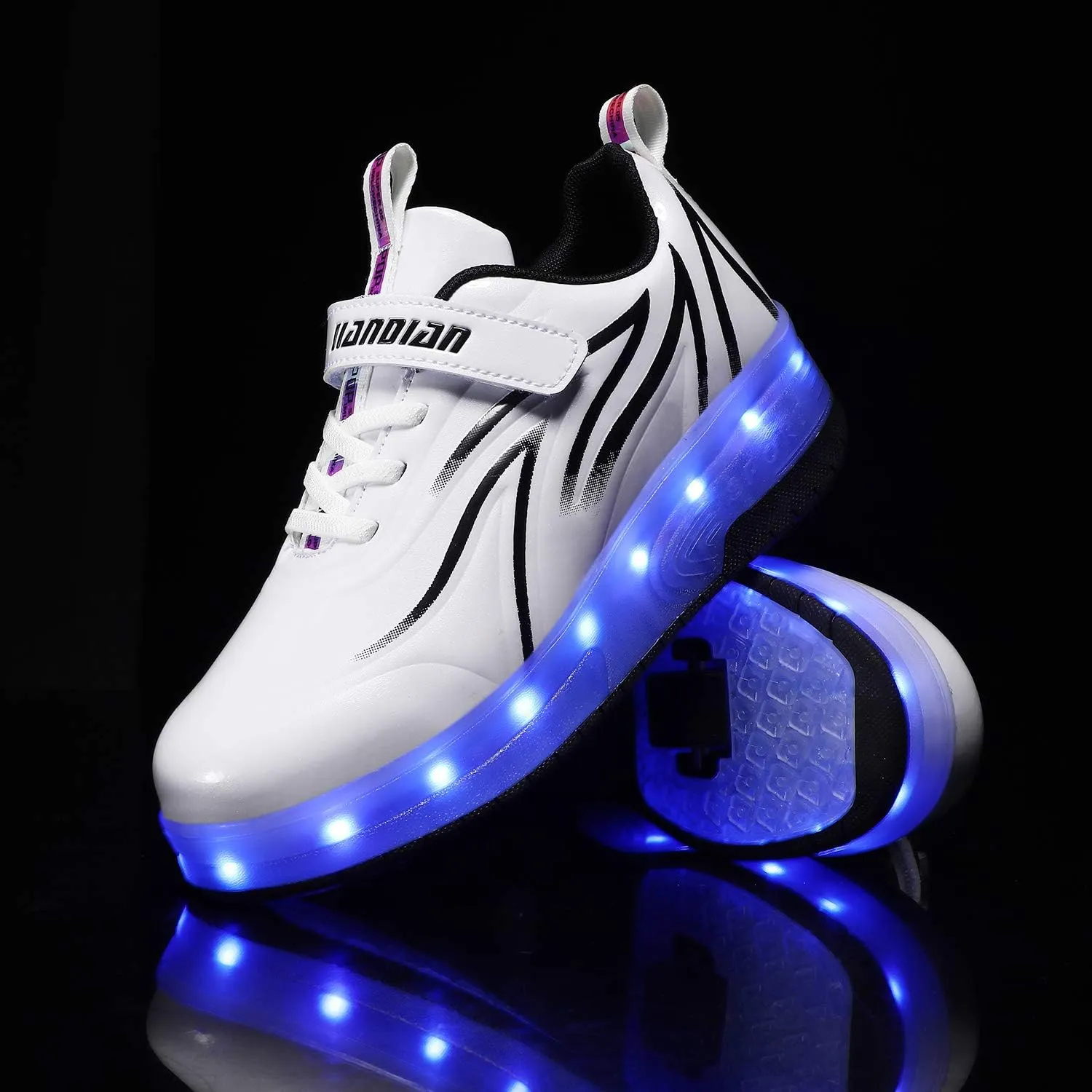 USB Rechargeable Roller Shoes Sneakers for Boys Girls Kids Gift LED Light Up Wheels Shoes Roller Skates