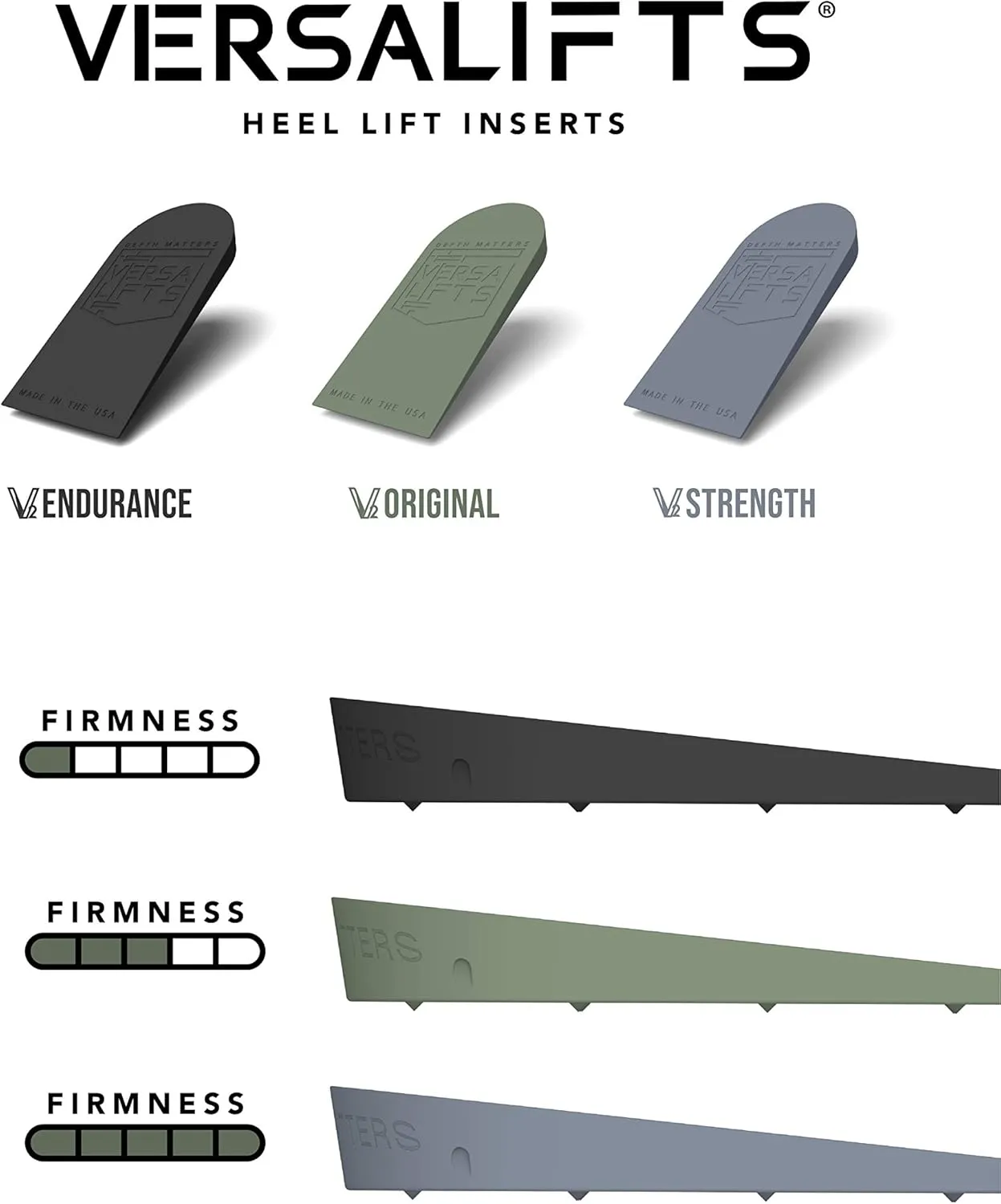 V2 Endurance™ Heel Lift Inserts (Pair) (Medium) - Ideal for Comfort, Light Training, Light Lifting