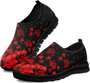 Valentine's Day Shoes for Women Tennis Shoes Red Heart Womens Slip On Sneakers Size 11 Trendy Walking Shoes for College Couple Comfy Ladies Casual Shoes
