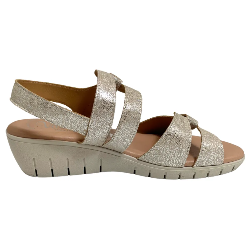Valeria's Savanah Canvas Beige Soft Leather Sandal (Women's)