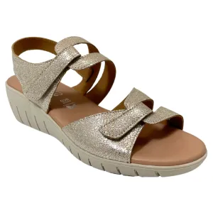 Valeria's Savanah Canvas Beige Soft Leather Sandal (Women's)