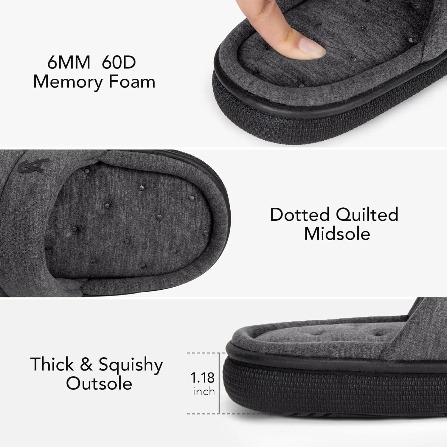 VeraCosy Women's Open Toe Slippers Comfy Memory Foam Slip on House Shoes
