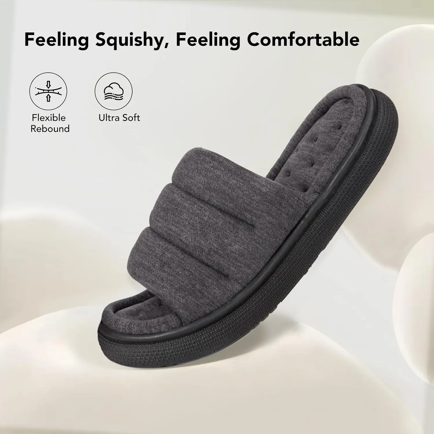 VeraCosy Women's Open Toe Slippers Comfy Memory Foam Slip on House Shoes