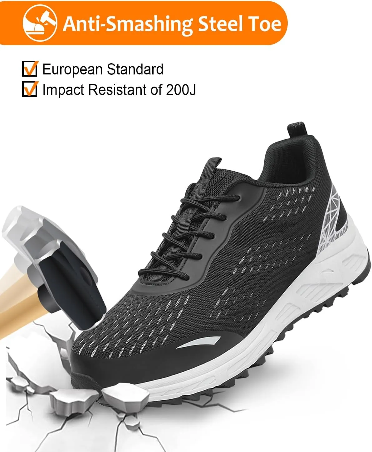 VikoViren Steel Toe Shoes for Men Women Comfy Lightweight Indestructible Non Slip Safety Work Sneakers Warehouse Industry Construction Shoes