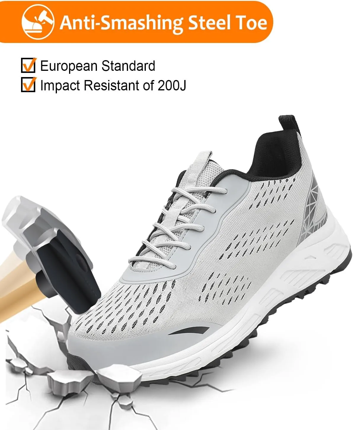 VikoViren Steel Toe Shoes for Men Women Comfy Lightweight Indestructible Non Slip Safety Work Sneakers Warehouse Industry Construction Shoes