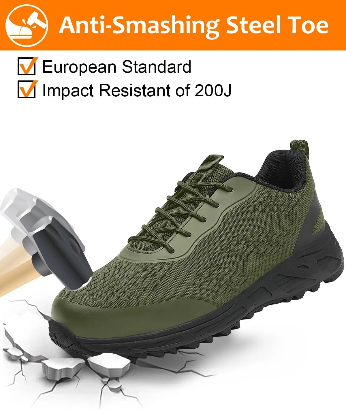 VikoViren Steel Toe Shoes for Men Women Comfy Lightweight Indestructible Non Slip Safety Work Sneakers Warehouse Industry Construction Shoes