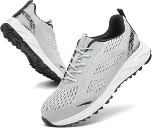 VikoViren Steel Toe Shoes for Men Women Comfy Lightweight Indestructible Non Slip Safety Work Sneakers Warehouse Industry Construction Shoes