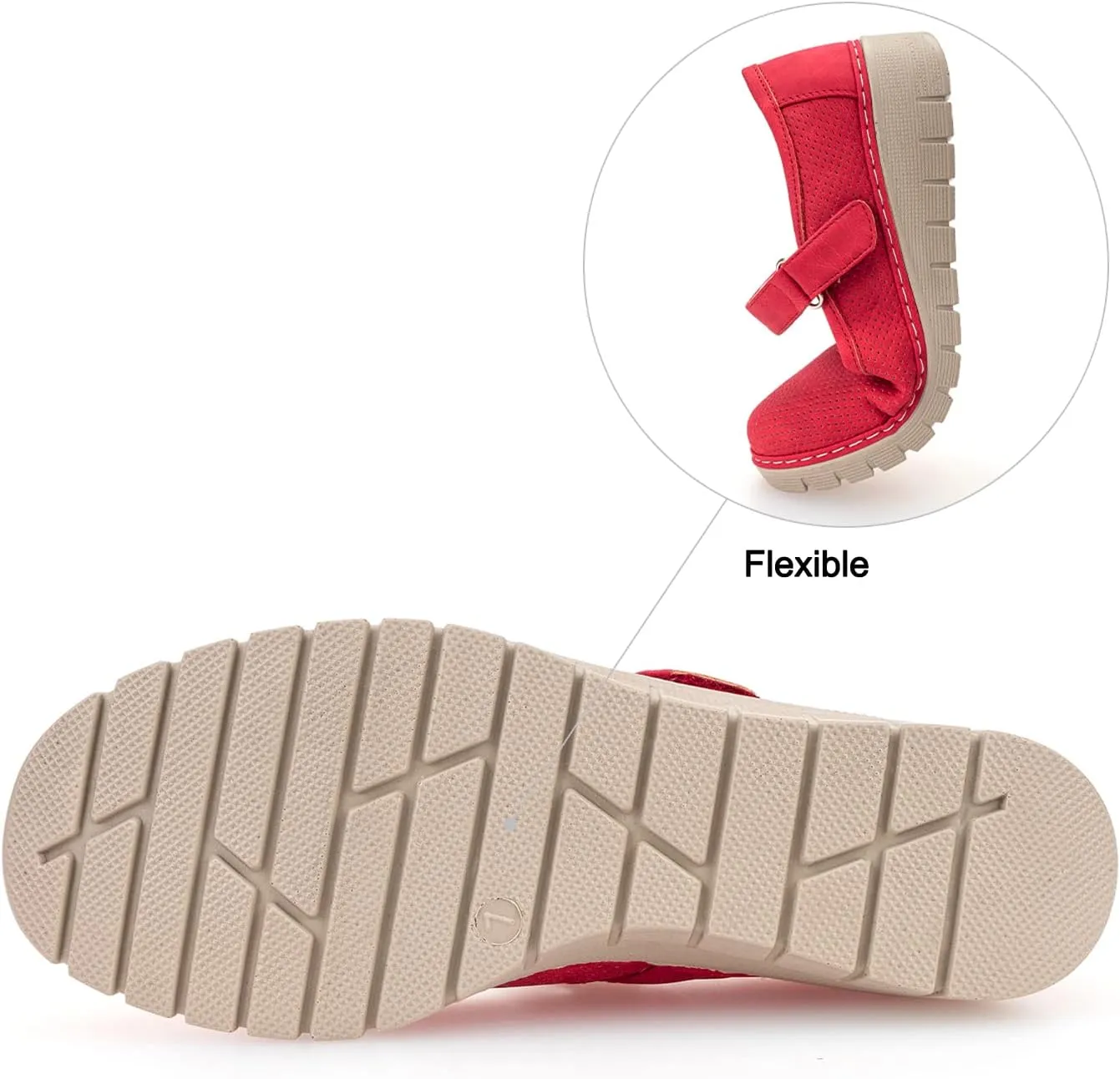 VJH confort Women s Mary Jane Flats, Breathable Comfort Round Toe Low Heel Slip-on Light Weight Walking Shoes