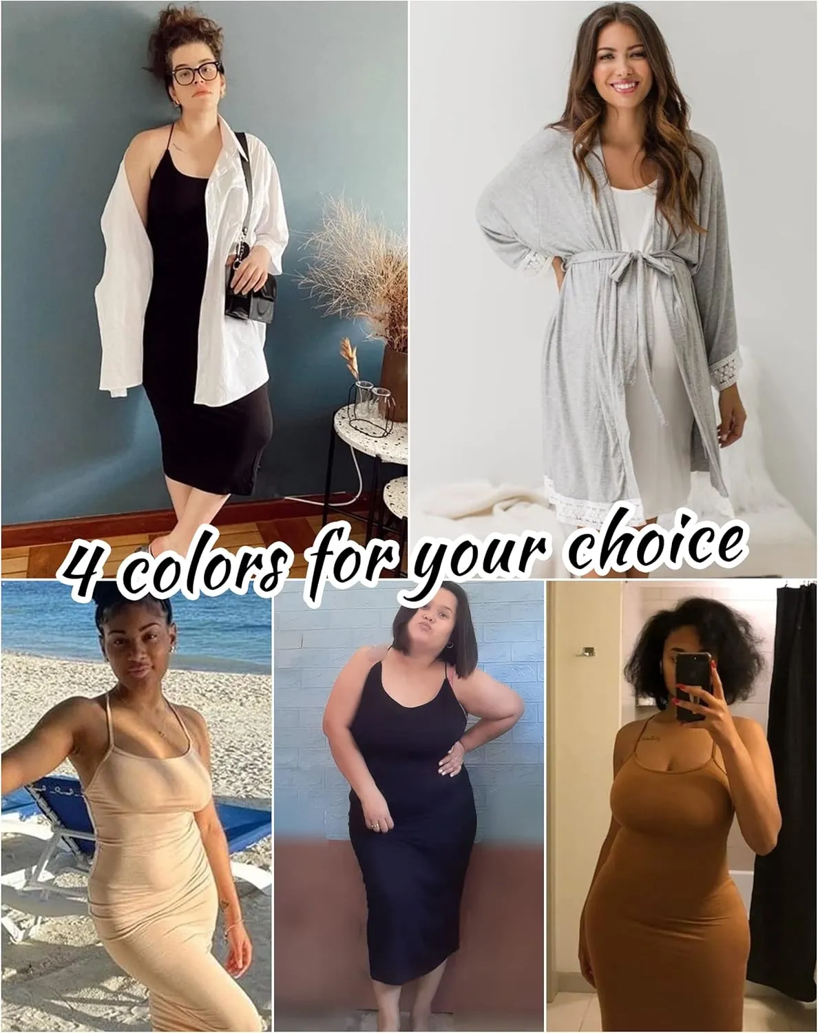 Vlazom Women's Plus Size Full Slip Dresses V-Neck Soft Nightgown Adjustable Spaghetti Strap Mini Casual Dress Under Dresses