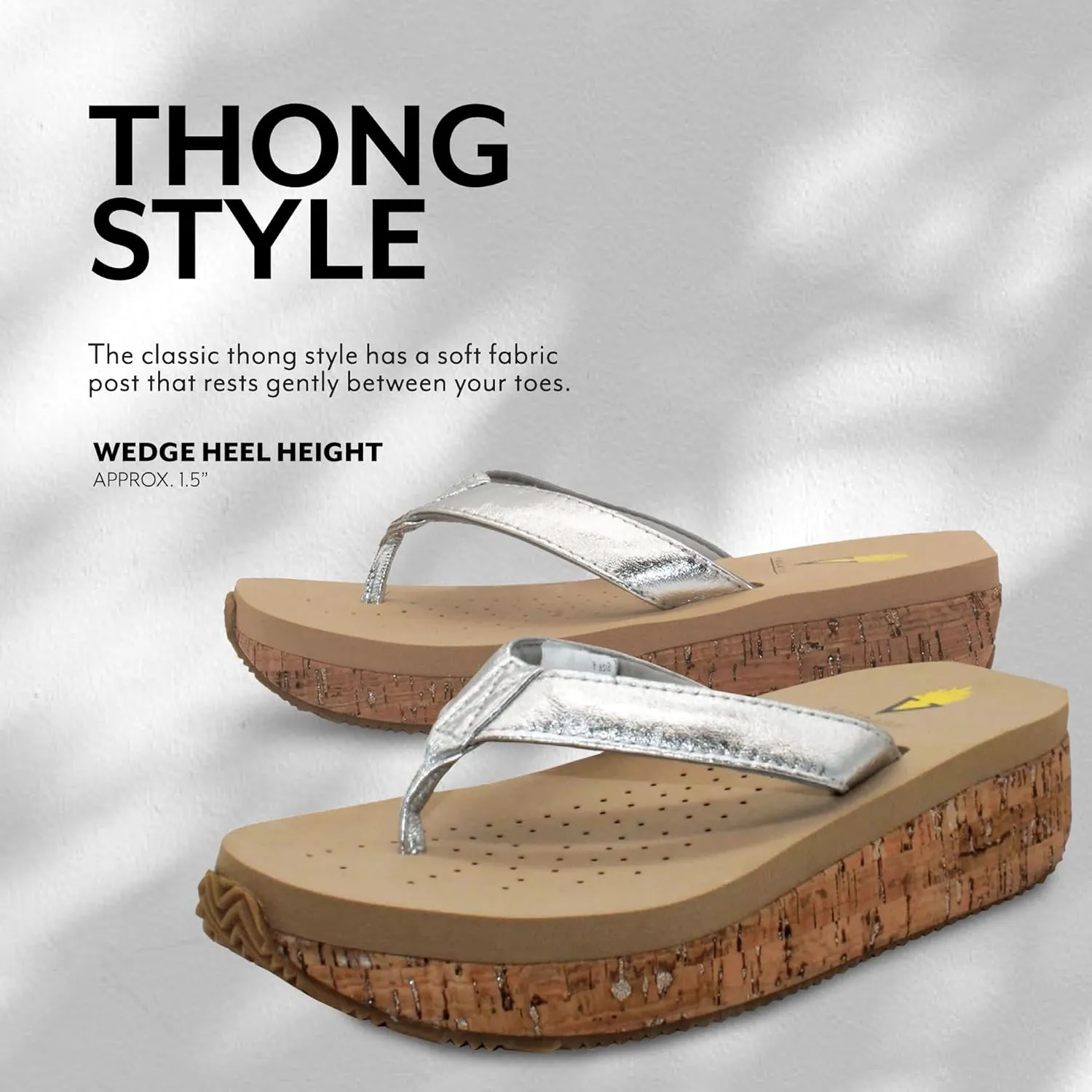 VOLATILE Neville Wedge Sandals for Women Featuring Soft Webbed Textile Thong Post, Padded Lining, and Slip-On Wedge Style