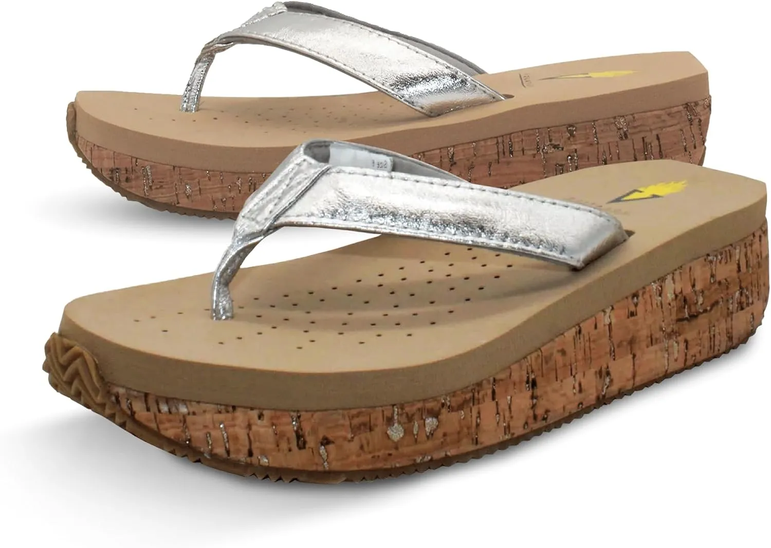 VOLATILE Neville Wedge Sandals for Women Featuring Soft Webbed Textile Thong Post, Padded Lining, and Slip-On Wedge Style