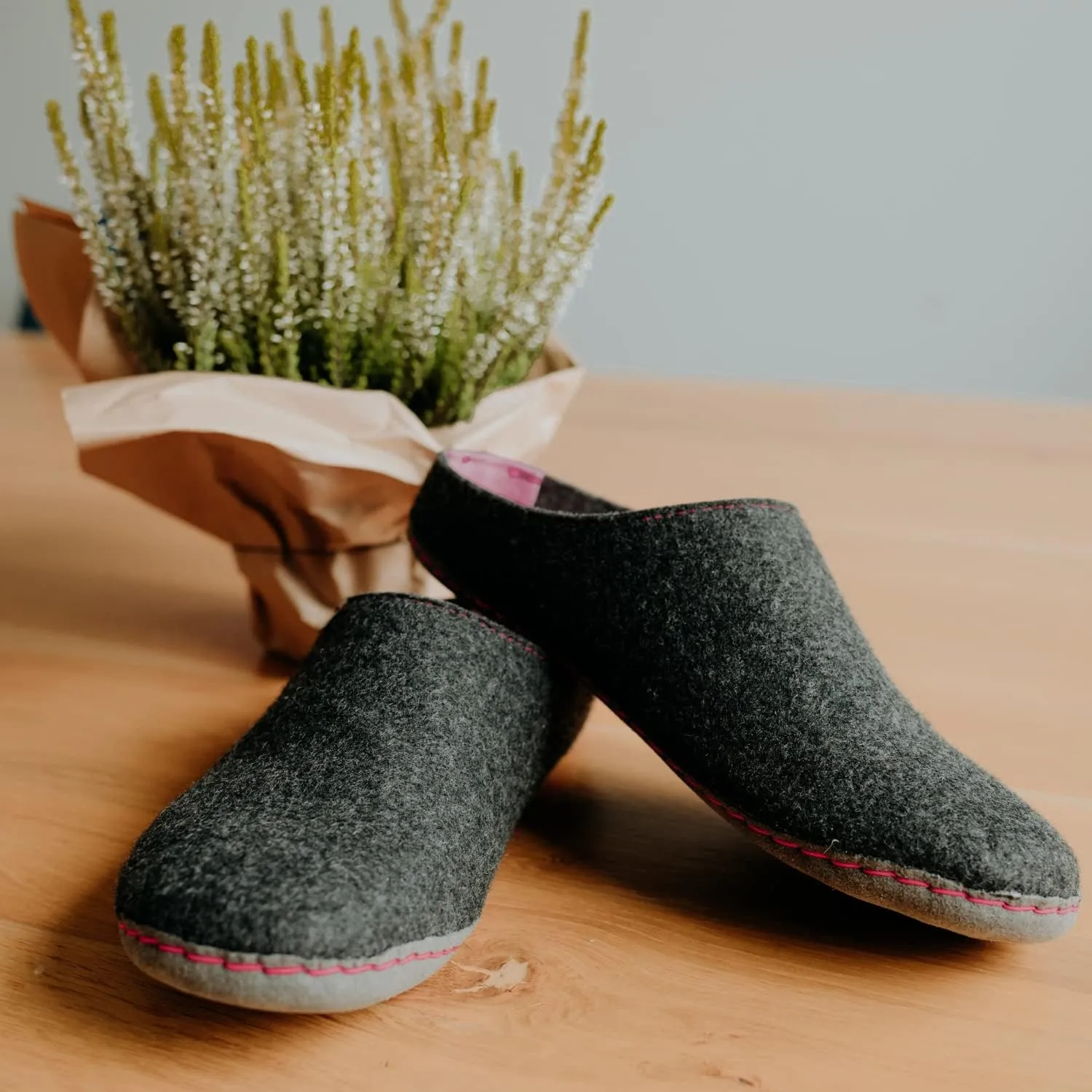 Vollsjo Women's Felt House Slippers Vegan Handmade in EU Low
