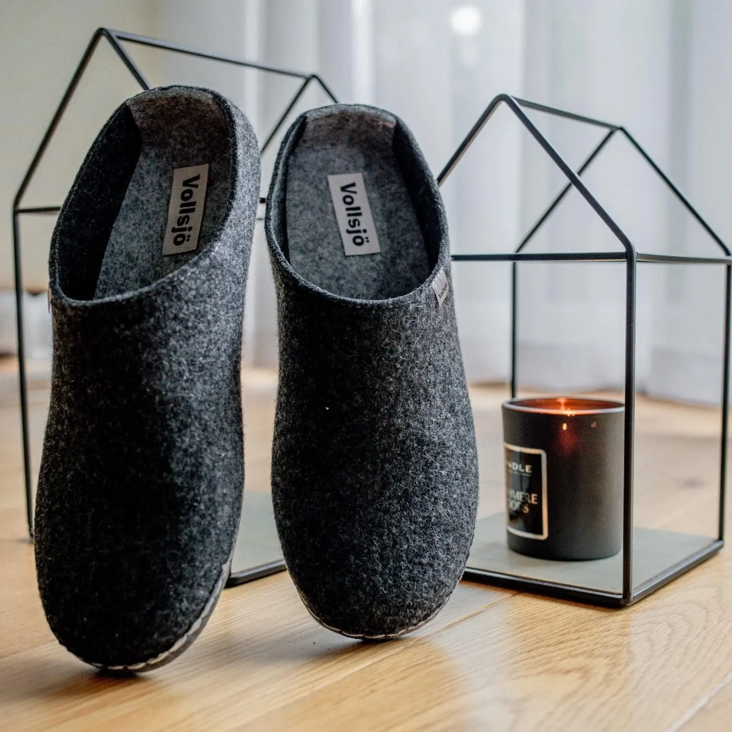 Vollsjo Women's Felt House Slippers Vegan Handmade in EU Low