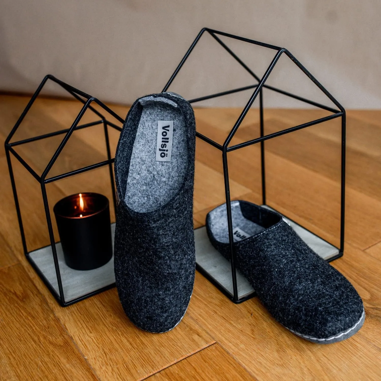 Vollsjo Women's Felt House Slippers Vegan Handmade in EU Low