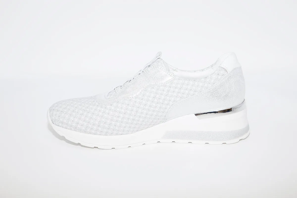 WALDLAUFER - CLARA-WEDGE SLIP-ON SHOE - WHITE/SILVER