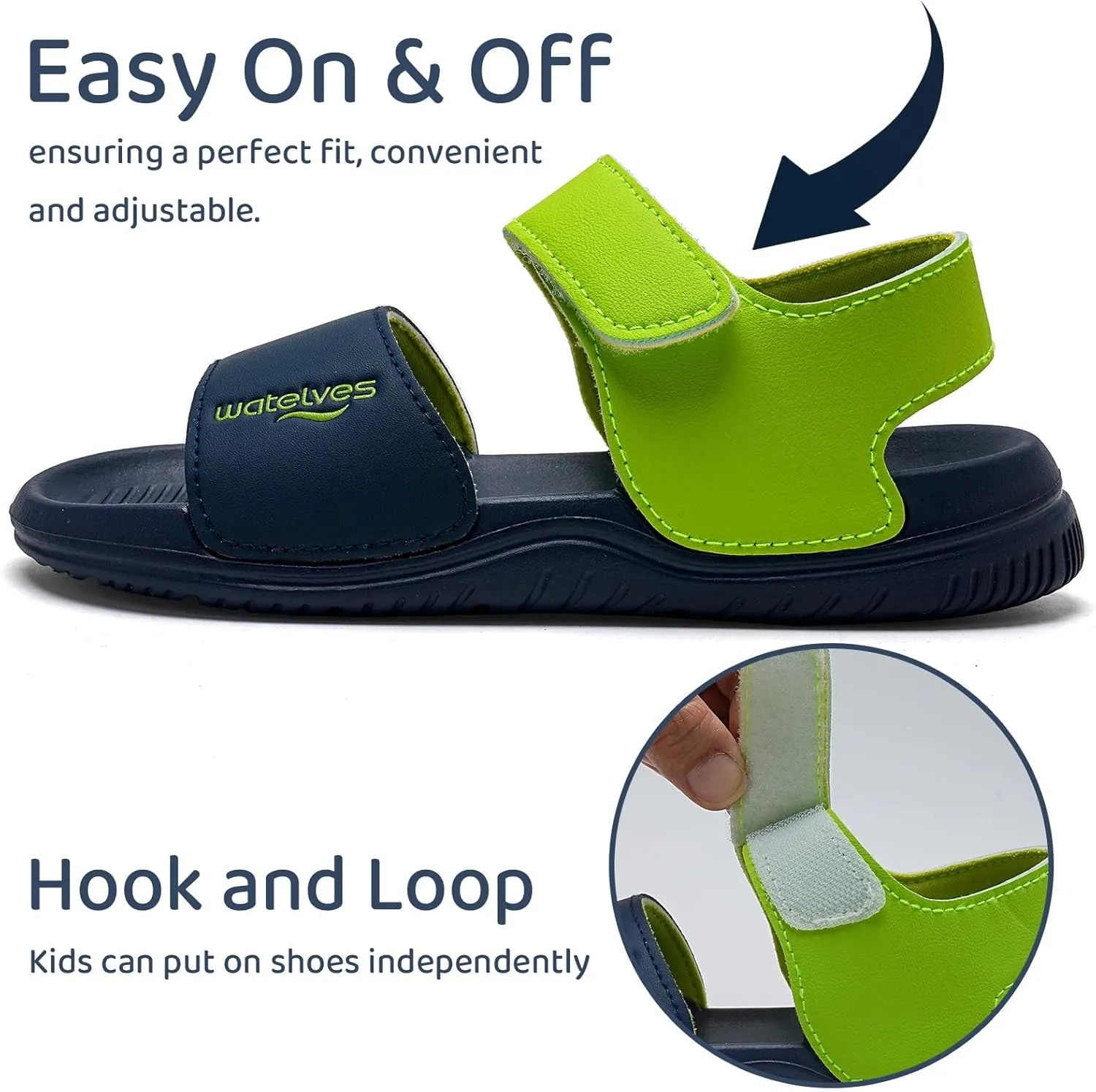 WateLves Kids Sandals Toddler Summer Sandals Adjustable Hook and Loop Strap Sport Sandal Shoes