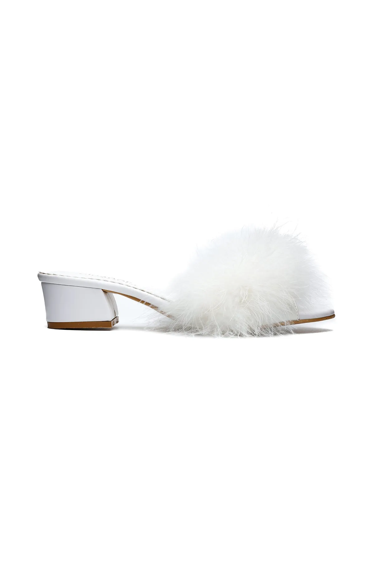 White Low Feathers Mule