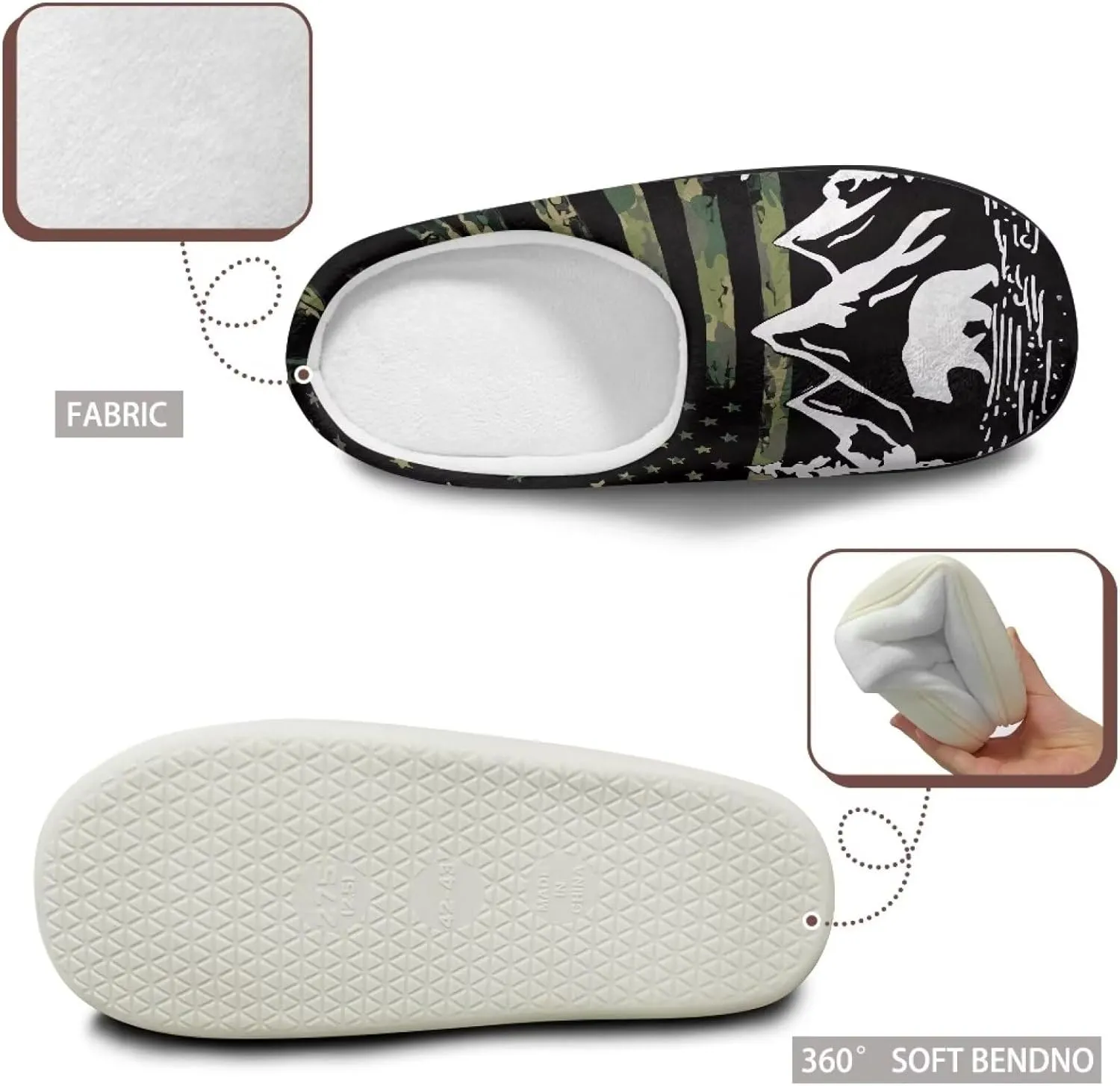 Winter Slippers for Women Men Lightweight Slip-on House Slippers Indoor Fluffy Shoes Size 34-50