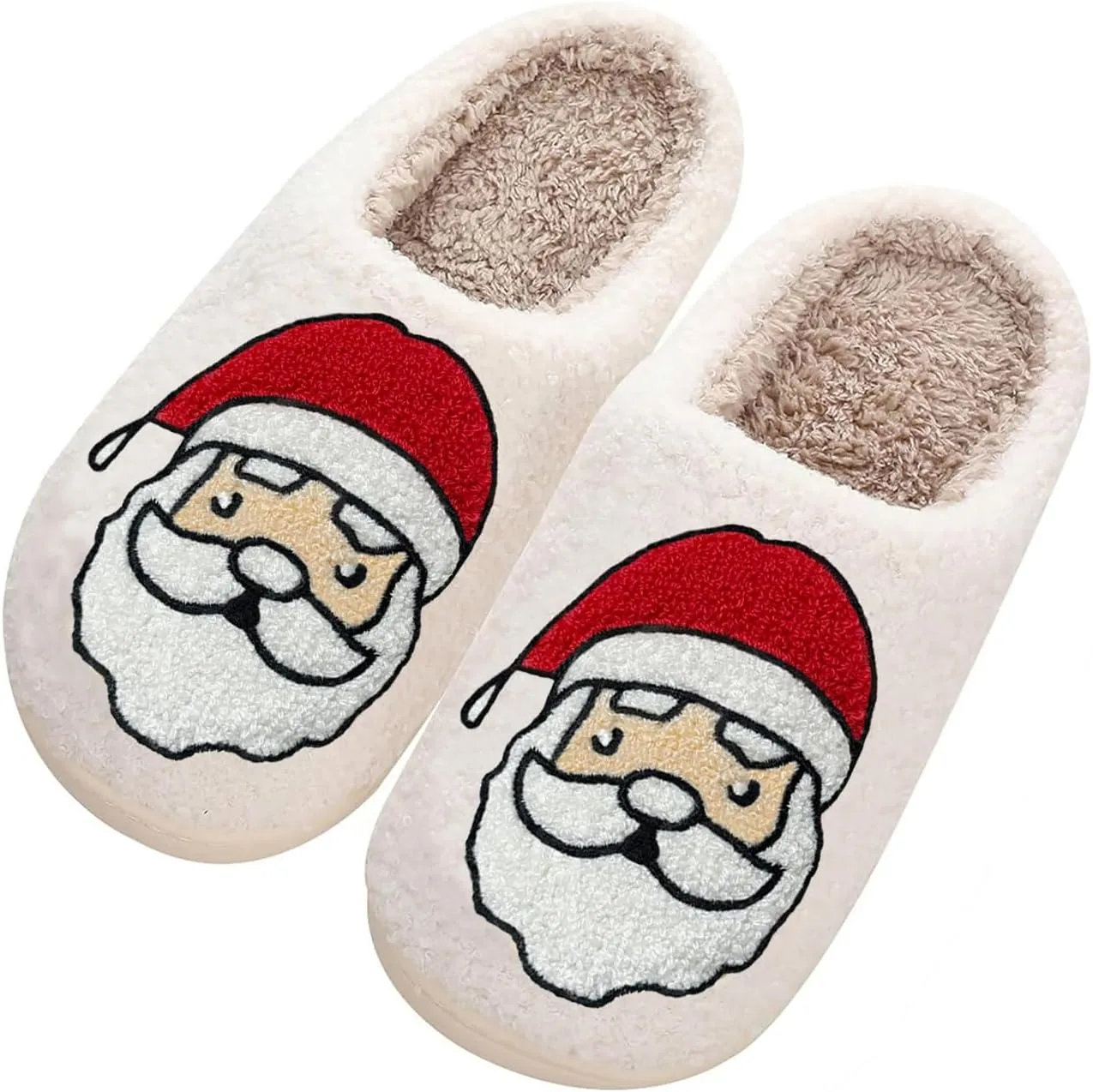 Women Men Cute Cartoon Christmas Slippers Winter Plush Funny Slippers Comfy Warm Furry House Shoes