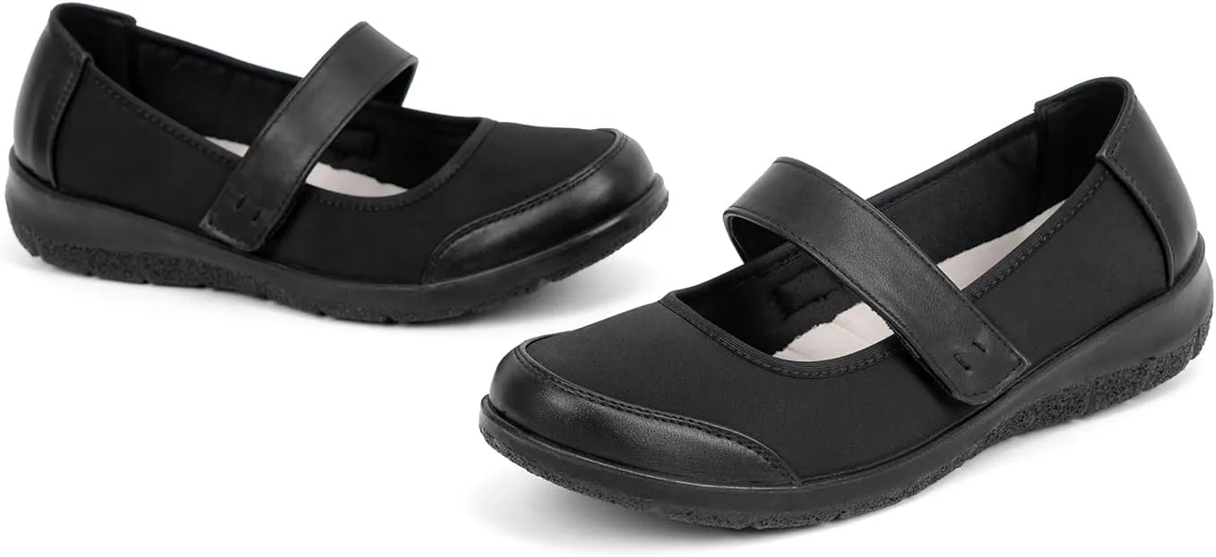 Women Orthopedic Mary Jane Flats Comfortable Bunions Walking Shoes Round Toe Lightweight Orthotic Shoes with Arch Support