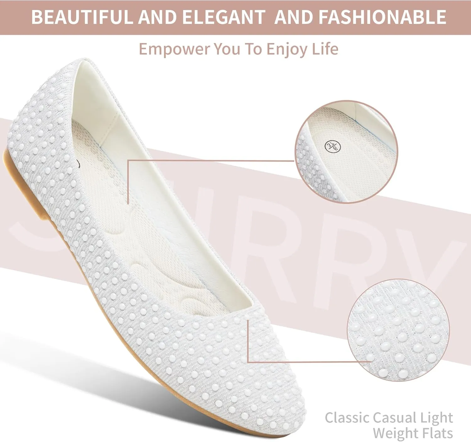 Women Rhinestone Ballet Flats Round Toe Sparkly Elegant Ballerina Flats Comfortable Light Weight Business Shoes Fashion Dress Wedding Shoes