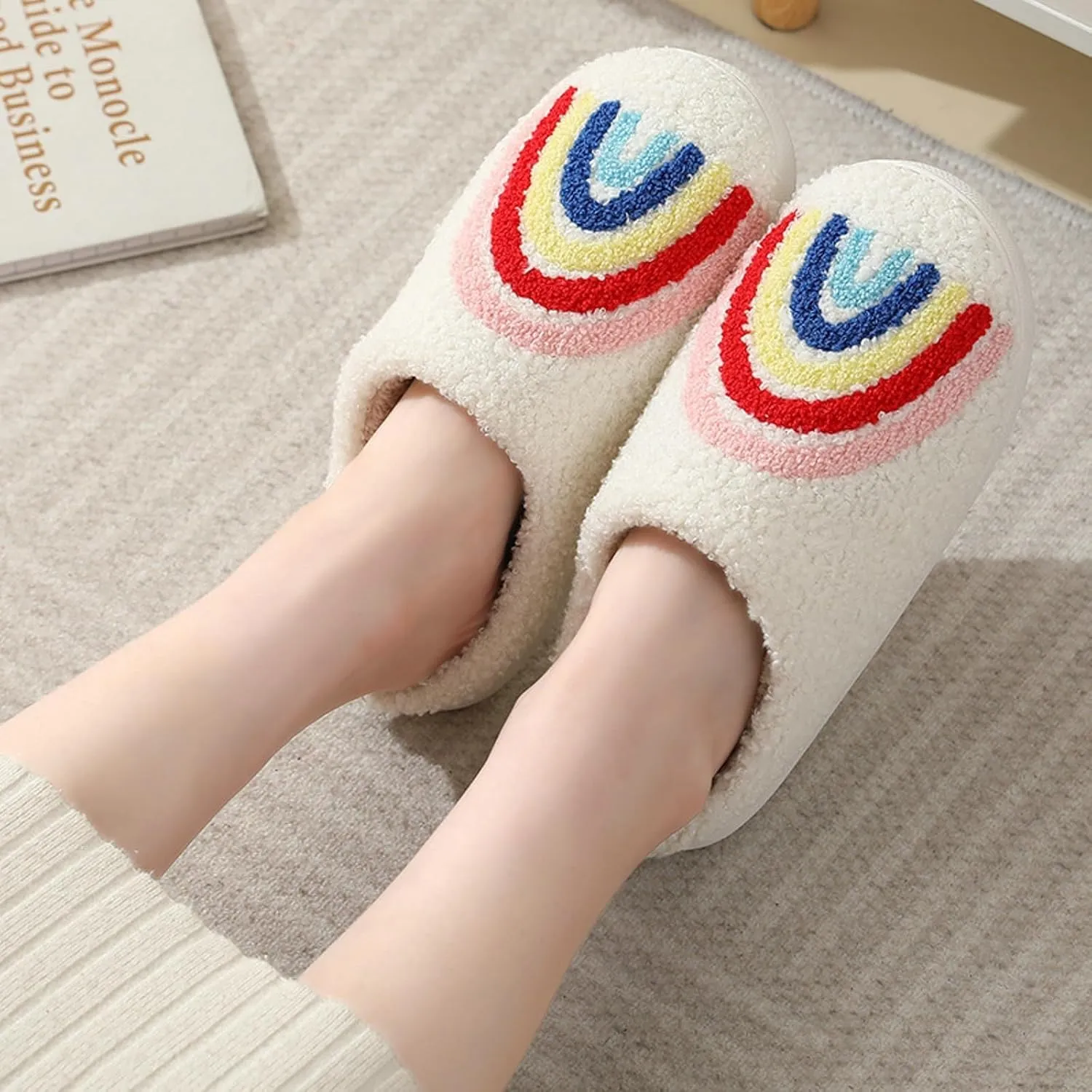 Women Slippers Cute House Slippers Strawberry Slippers Comfy Soft Bedroom Shoes Warm Fuzzy Slip-On Slippers Indoor Non-slip Plush Bedroom Slippers, E-24TX001