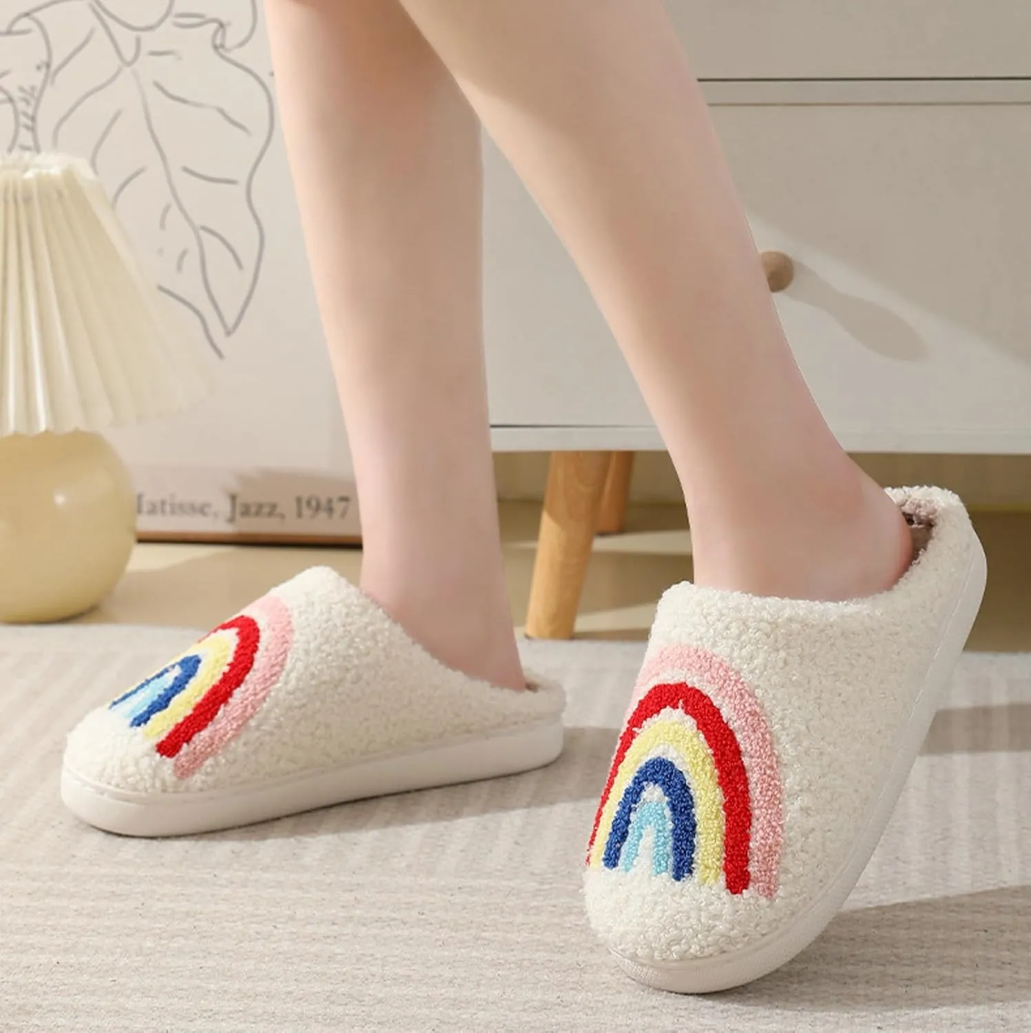Women Slippers Cute House Slippers Strawberry Slippers Comfy Soft Bedroom Shoes Warm Fuzzy Slip-On Slippers Indoor Non-slip Plush Bedroom Slippers, E-24TX001