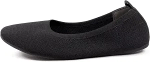 Women’s Ballet Flat Shoes Knit Shoes Round Toe Slip On Ballerina Walking Flats Shoes Black Leopard Comfortable Shoes