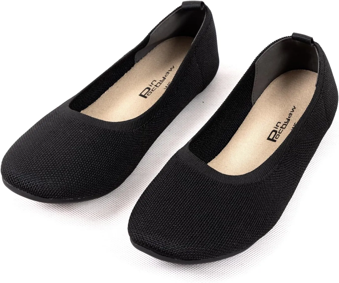 Women’s Ballet Flat Shoes Knit Shoes Round Toe Slip On Ballerina Walking Flats Shoes Black Leopard Comfortable Shoes