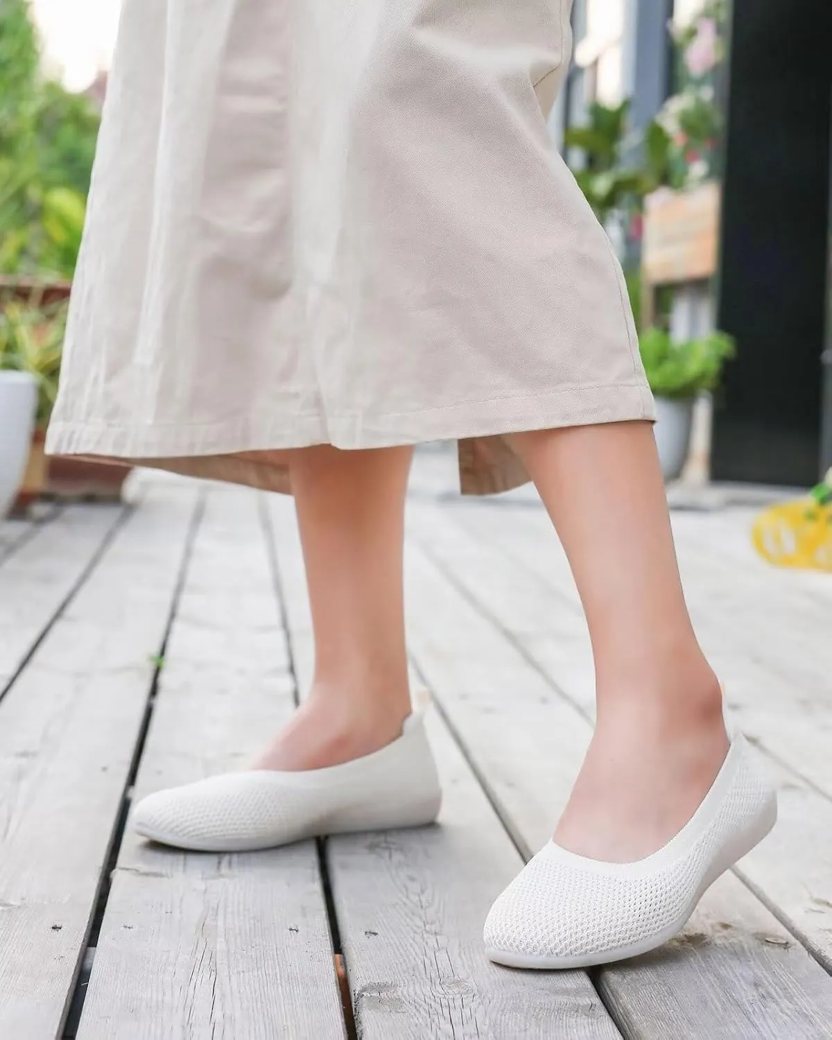 Women's Ballet Flats Knit Dress Shoes Soft Work Comfort Ballerina Slip-on Walking Shoes with Arch Support