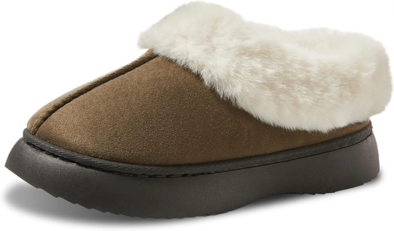 Women's Closed-back Slippers Comfy Outdoor Indoor House Shoes with Fuzzy Collar
