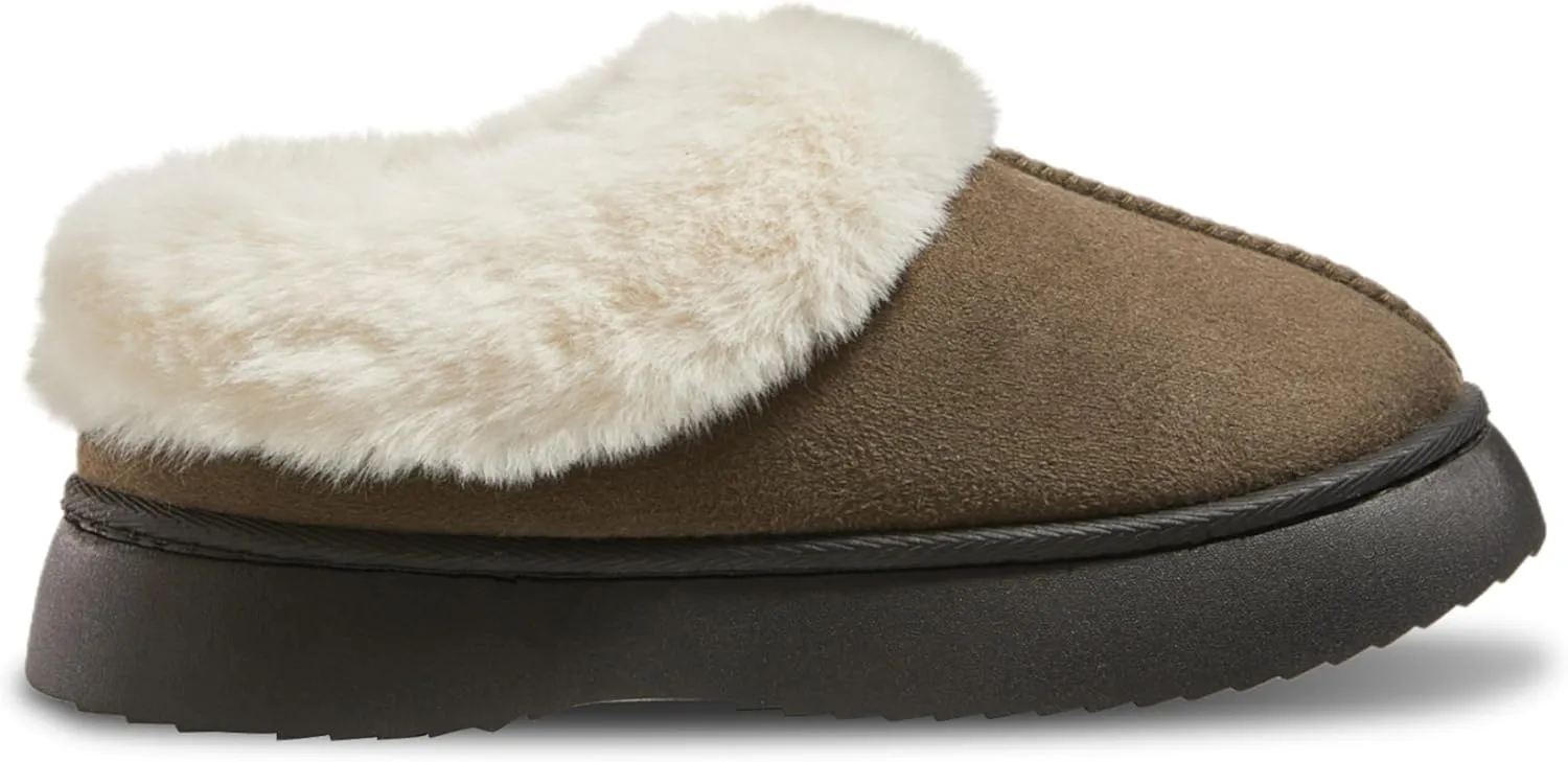 Women's Closed-back Slippers Comfy Outdoor Indoor House Shoes with Fuzzy Collar